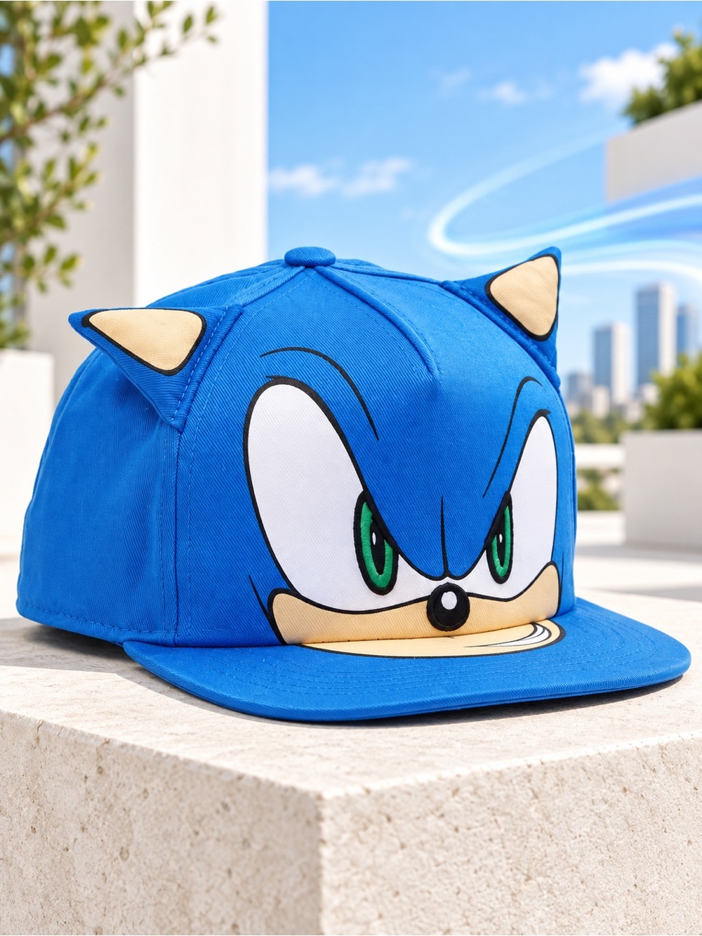 Sonic the Hedgehog Boys Blue 3D Ears Snapback Hat NWT